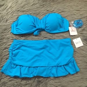 Skye Swimsuit Bikini Top Skirted Bottom Cerulean